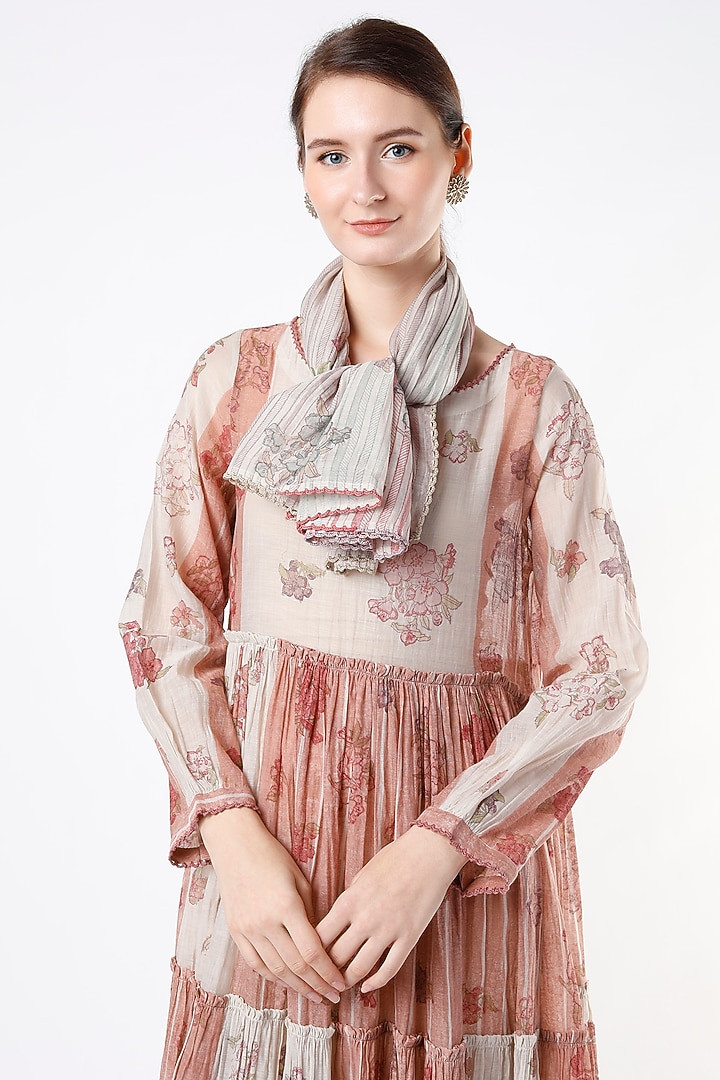 Off-White Chanderi Scarf by Vineet Rahul at Pernia's Pop Up Shop