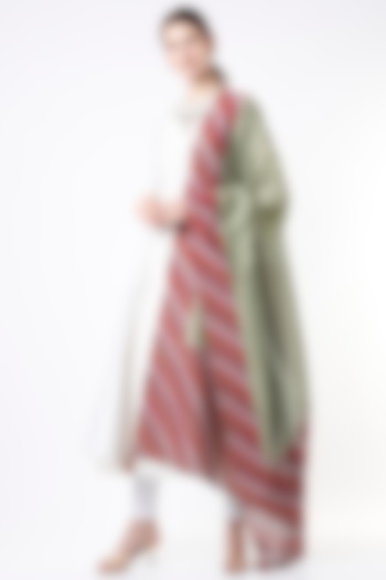 Cadmium Red & Blush Pink Dupatta by Vineet Rahul at Pernia's Pop Up Shop