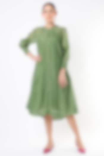 Dull Green Chanderi Tunic Dress by Vineet Rahul