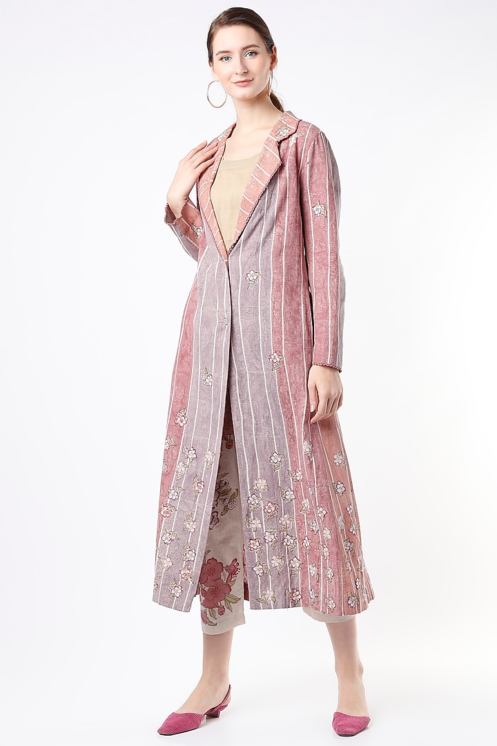 Blush Pink Cotton Flex Coat by Vineet Rahul