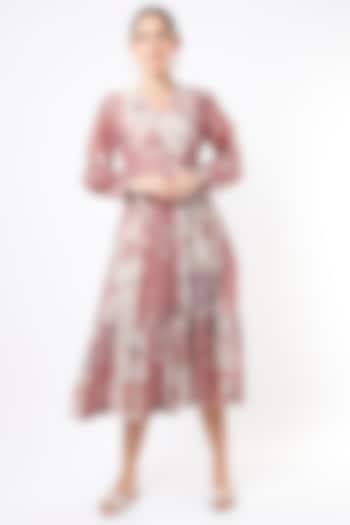 Faded Red Chanderi Vacation Dress by Vineet Rahul at Pernia's Pop Up Shop