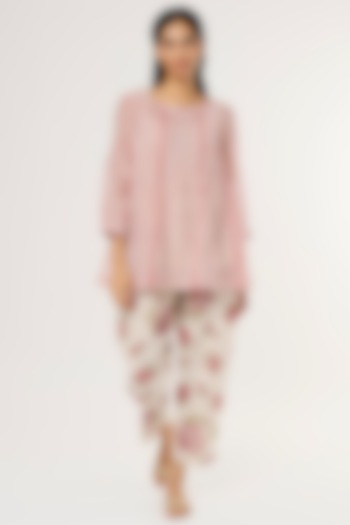 Blush Pink Chanderi Tunic by Vineet Rahul at Pernia's Pop Up Shop