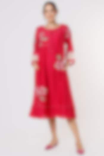 Pink Vacation Dress In Chanderi Silk & Cotton by Vineet Rahul at Pernia's Pop Up Shop