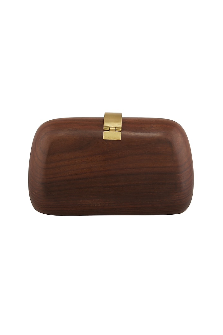 Brown Lock-Key Embroidered & Painted Clutch by Crazy Palette at Pernia's Pop Up Shop