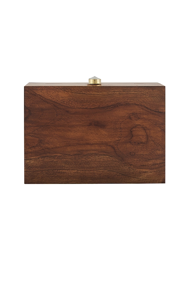 Brown Hand Painted Clutch With Lion Embroidery by Crazy Palette at Pernia's Pop Up Shop