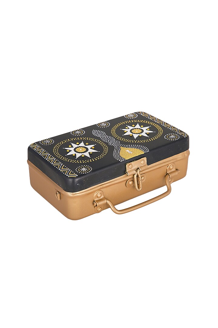 Black & Gold Hand Painted Trunk Sling Clutch by Crazy Palette at Pernia's Pop Up Shop