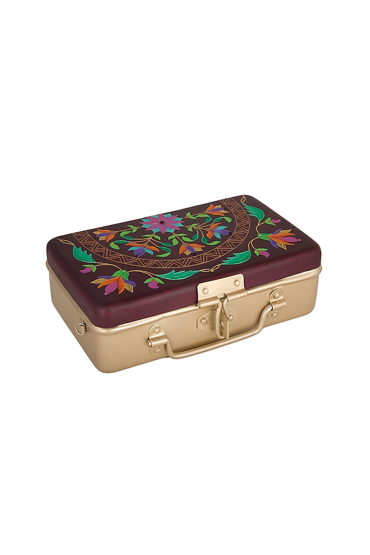 Purple & Gold Hand Painted Floral Trunk Sling Clutch by Crazy Palette at Pernia's Pop Up Shop