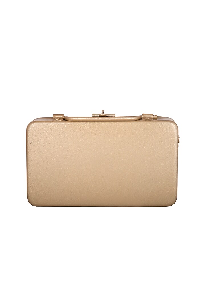 Aqua Blue & Gold Hand Painted Trunk Sling Clutch by Crazy Palette at Pernia's Pop Up Shop