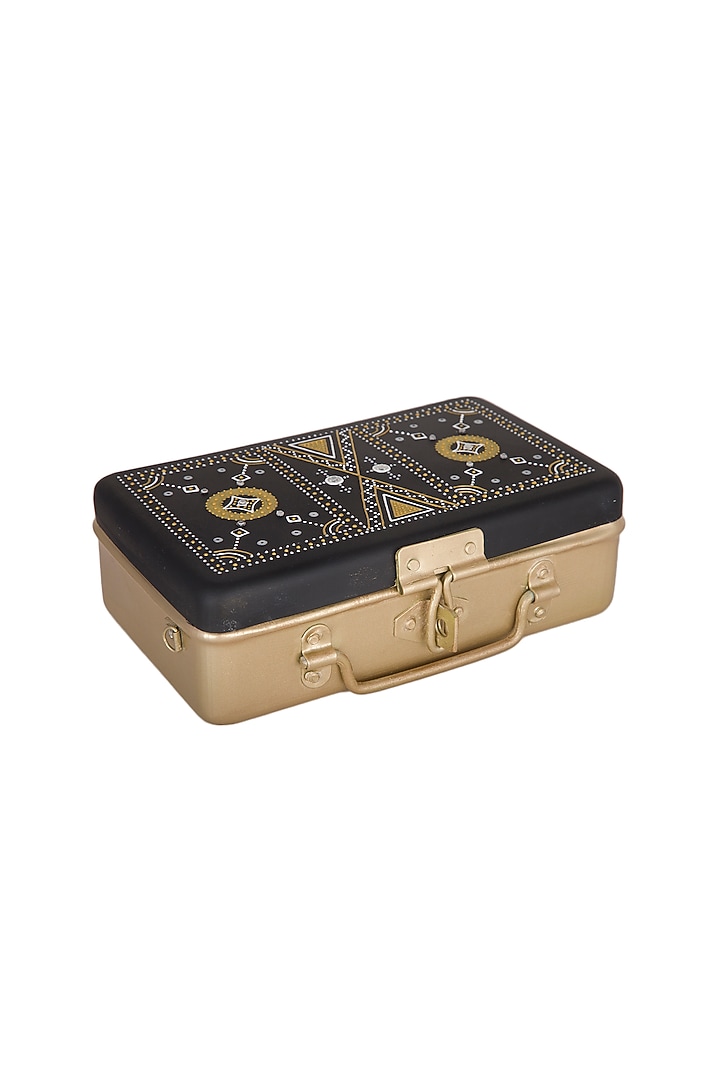 Black & Gold Hand Painted Mini Trunk Sling Clutch by Crazy Palette at Pernia's Pop Up Shop