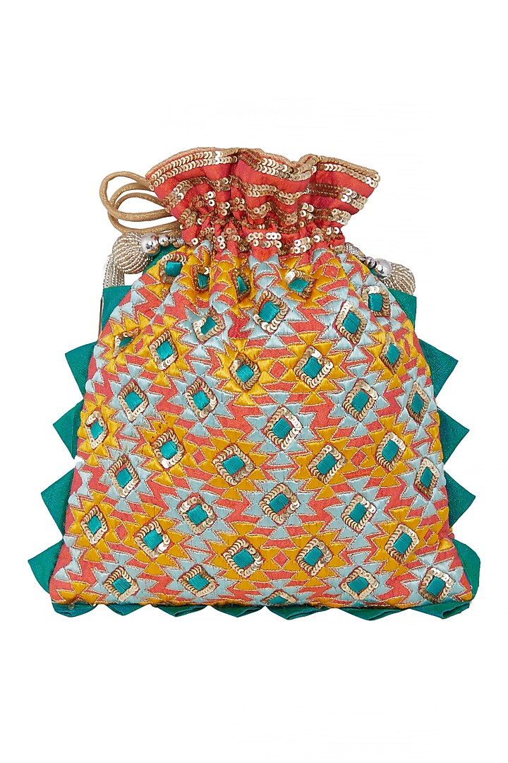 Orange Zardosi Embroidered Bag by Crazy Palette at Pernia's Pop Up Shop