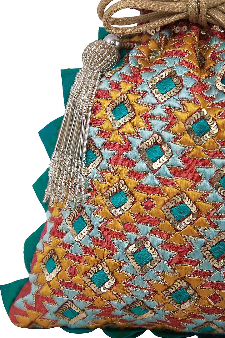 Orange Zardosi Embroidered Bag by Crazy Palette at Pernia's Pop Up Shop