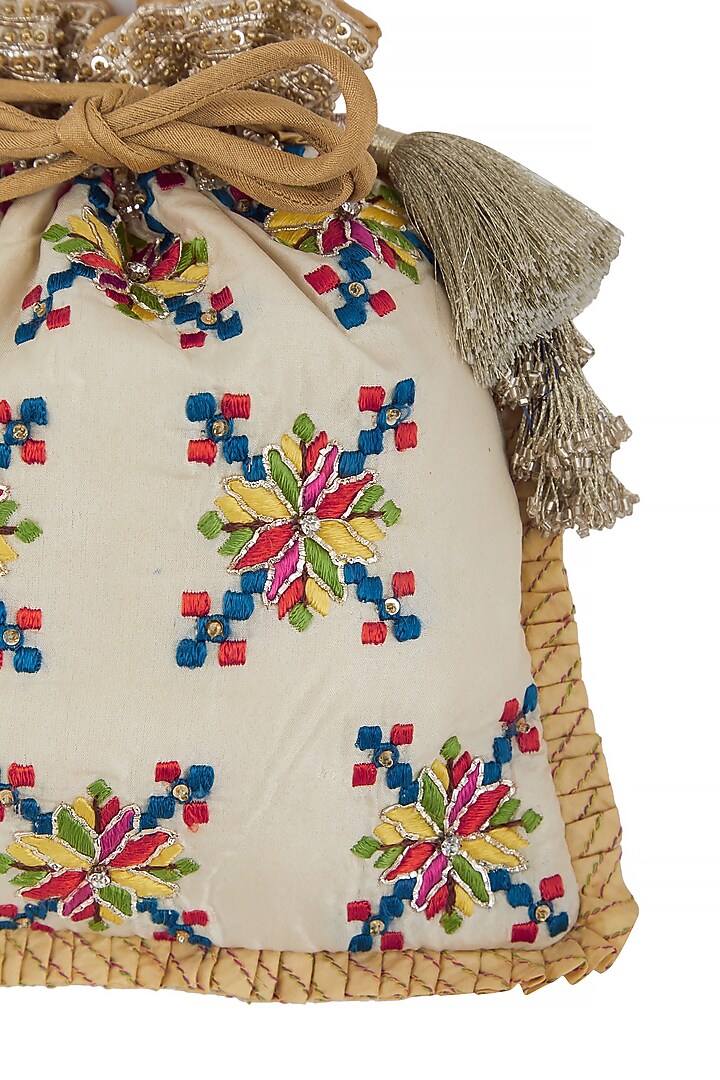 White Zardosi Embroidered Bag by Crazy Palette at Pernia's Pop Up Shop
