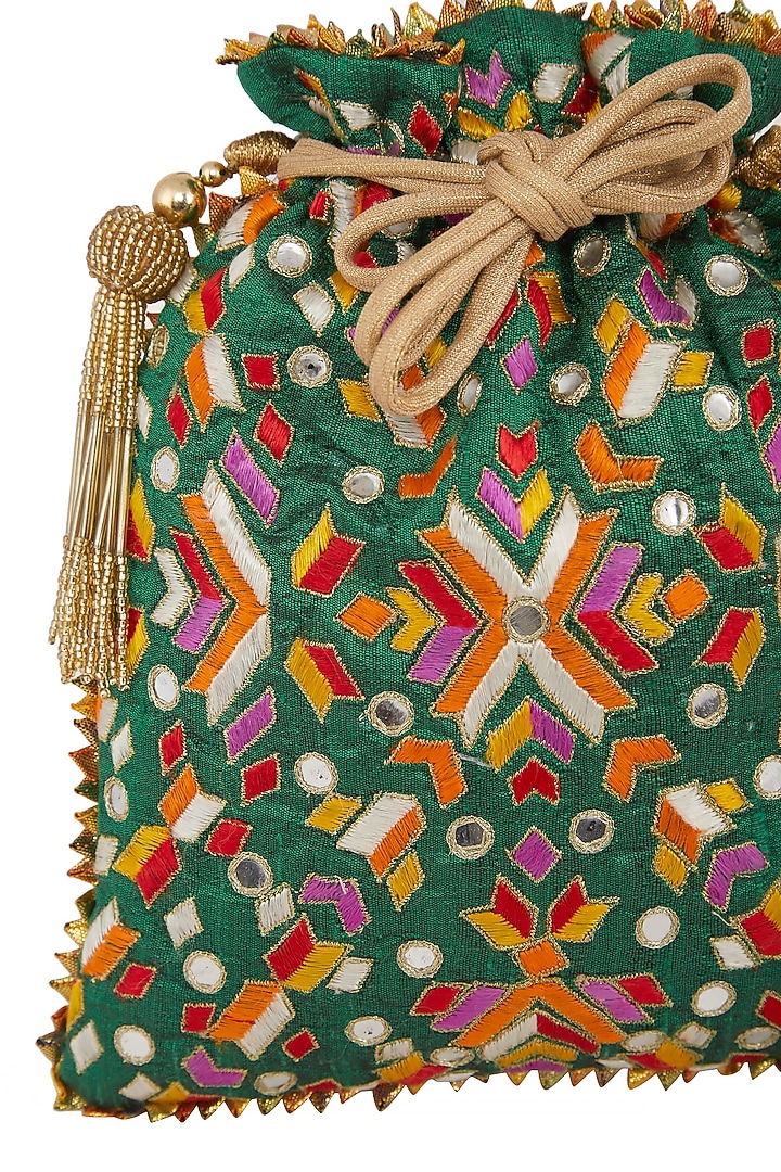 Emerald Green Embroidered Bag by Crazy Palette at Pernia's Pop Up Shop