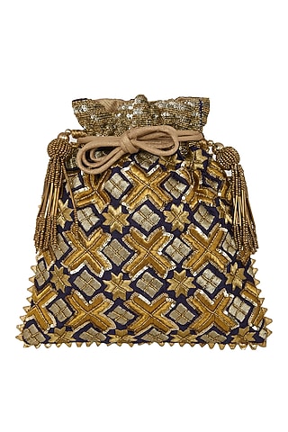 Cobalt Blue Embroidered Bag by Crazy Palette