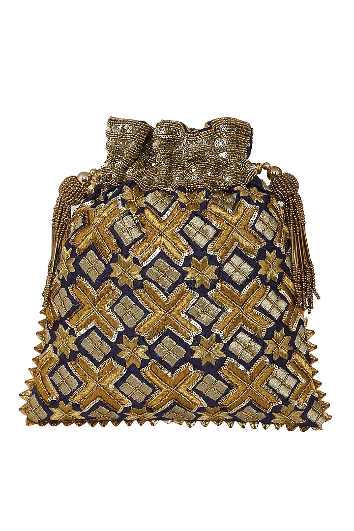 Cobalt Blue Embroidered Bag by Crazy Palette at Pernia's Pop Up Shop