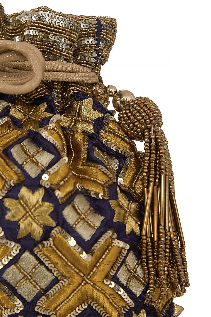 Cobalt Blue Embroidered Bag by Crazy Palette at Pernia's Pop Up Shop