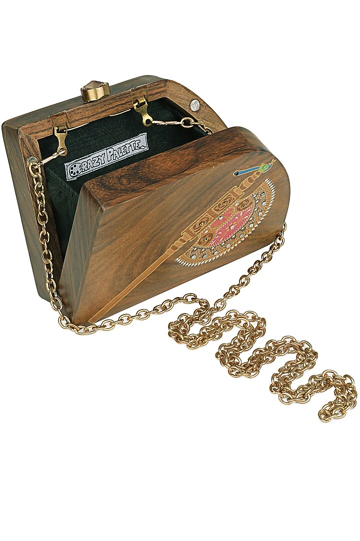 Crazy Palette presents Brown Wooden Fan Clutch available only at Pernia's Pop Up Shop.
