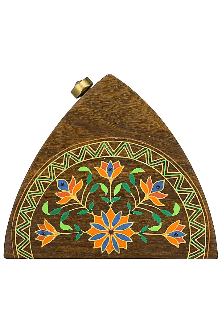 Crazy Palette presents Brown Wooden Mosaic Triangle clutch available only at Pernia's Pop Up Shop.