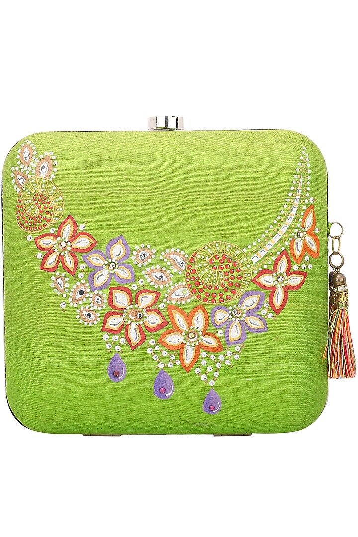 Green Floral Necklace Clutch by Crazy Palette