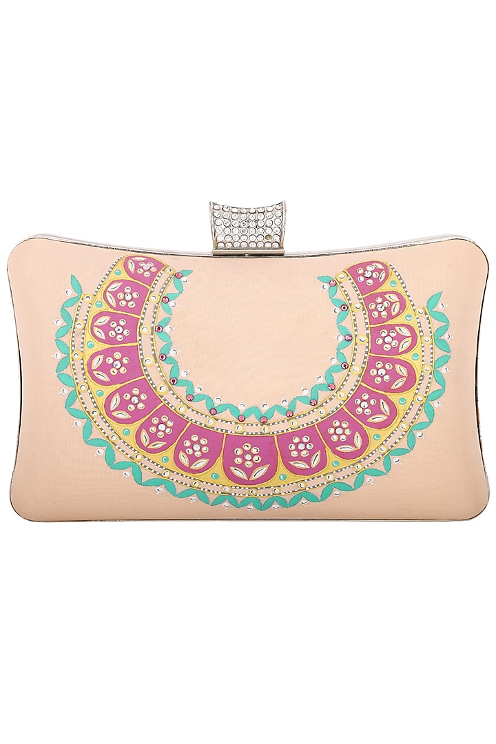 Peach Handpainted Clutch by Crazy Palette