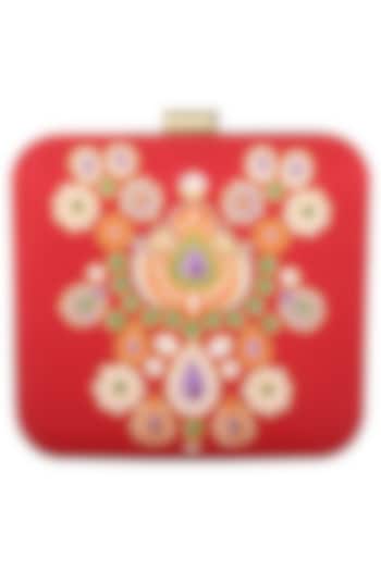 Red Floral Necklace Clutch by Crazy Palette