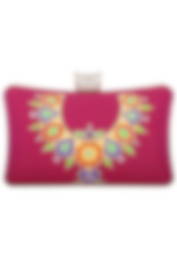 Pink Handpainted Clutch by Crazy Palette