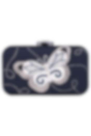 Blue Hand Painted Butterfly Clutch by Crazy Palette