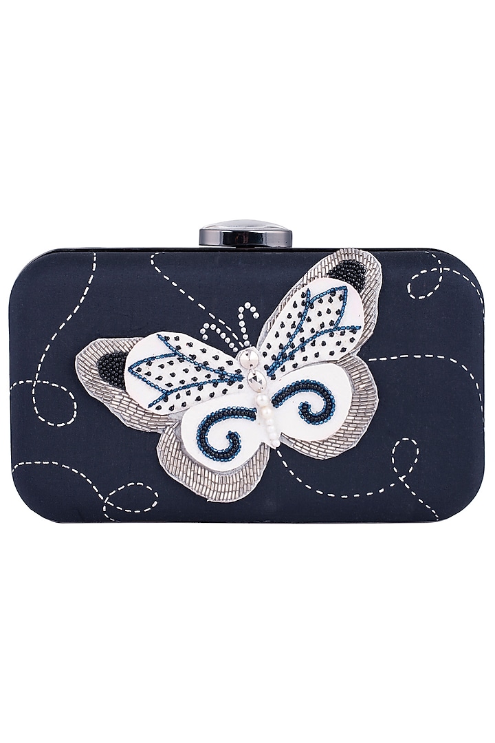 Blue Hand Painted Butterfly Clutch by Crazy Palette