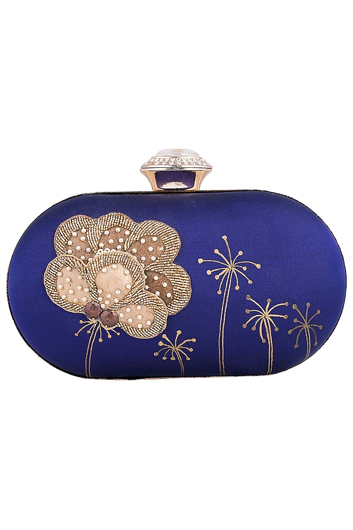 Purple Hand Painted Flower Clutch by Crazy Palette