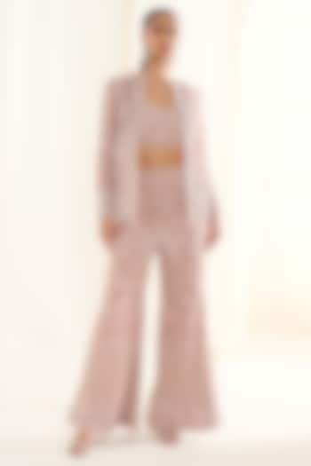 Pink Net Sequins Embellished Jacket Set by DISHA ARORA at Pernia's Pop Up Shop