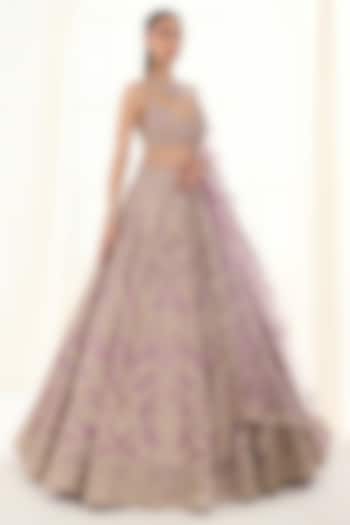 Mauve Georgette Tush Work Bridal Lehenga Set by DISHA ARORA at Pernia's Pop Up Shop