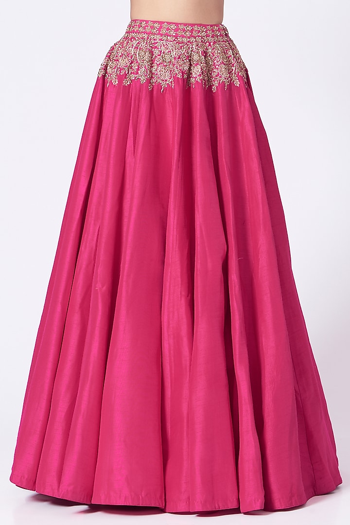 Hot Pink Dabka Embroidered Wedding Lehenga Set by Dabka Dori at Pernia's Pop Up Shop