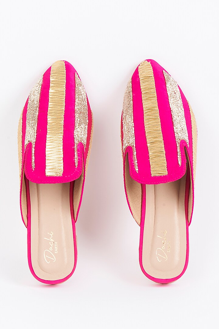 Fuchsia Gota Embroidered Mules by Dachi Earth at Pernia's Pop Up Shop