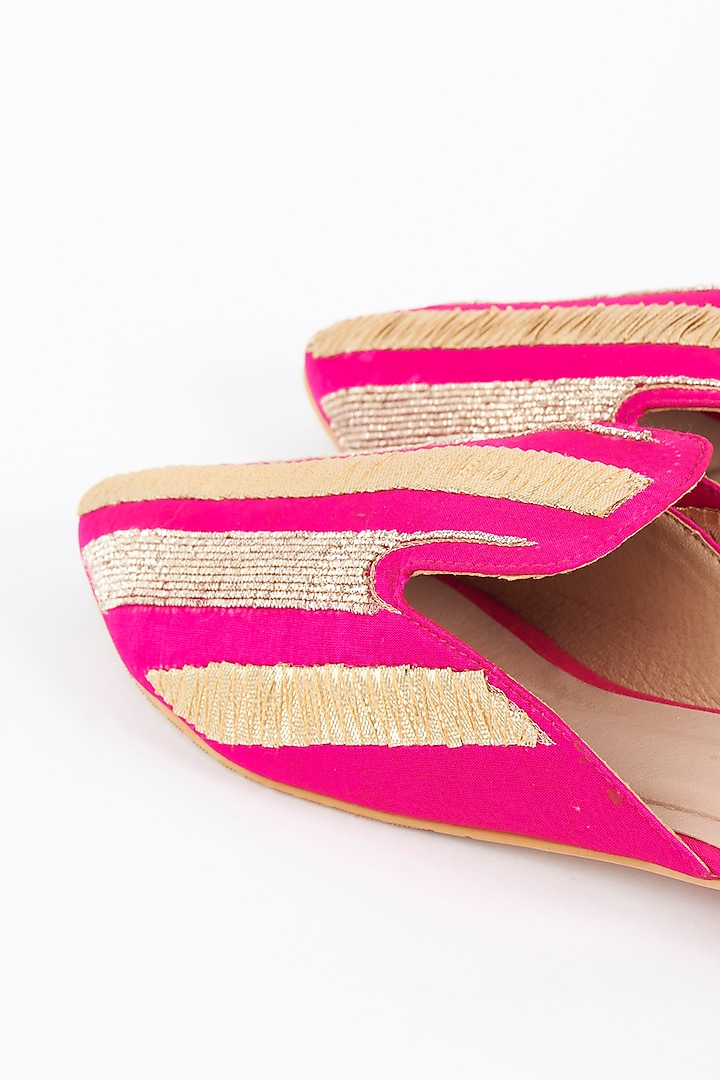 Fuchsia Gota Embroidered Mules by Dachi Earth at Pernia's Pop Up Shop