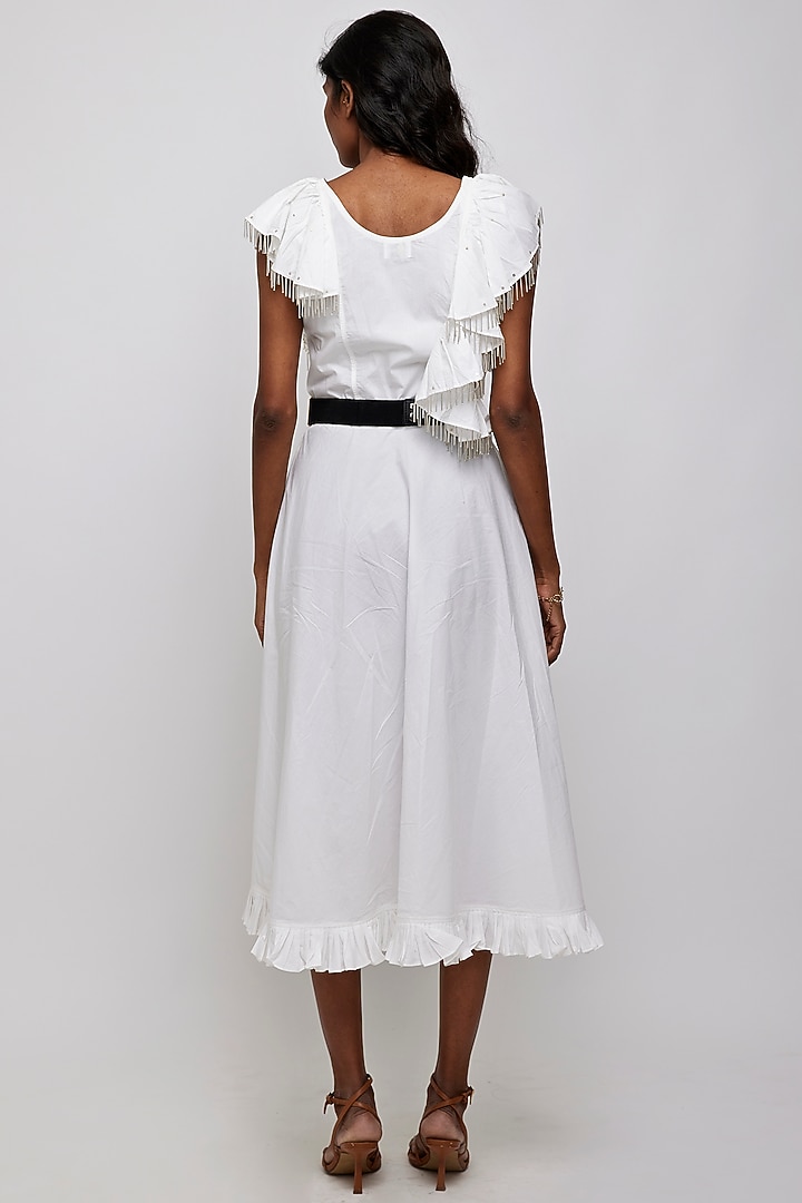 White Hand Embroidered Circular Summer Dress by Daisy Days at Pernia's Pop Up Shop
