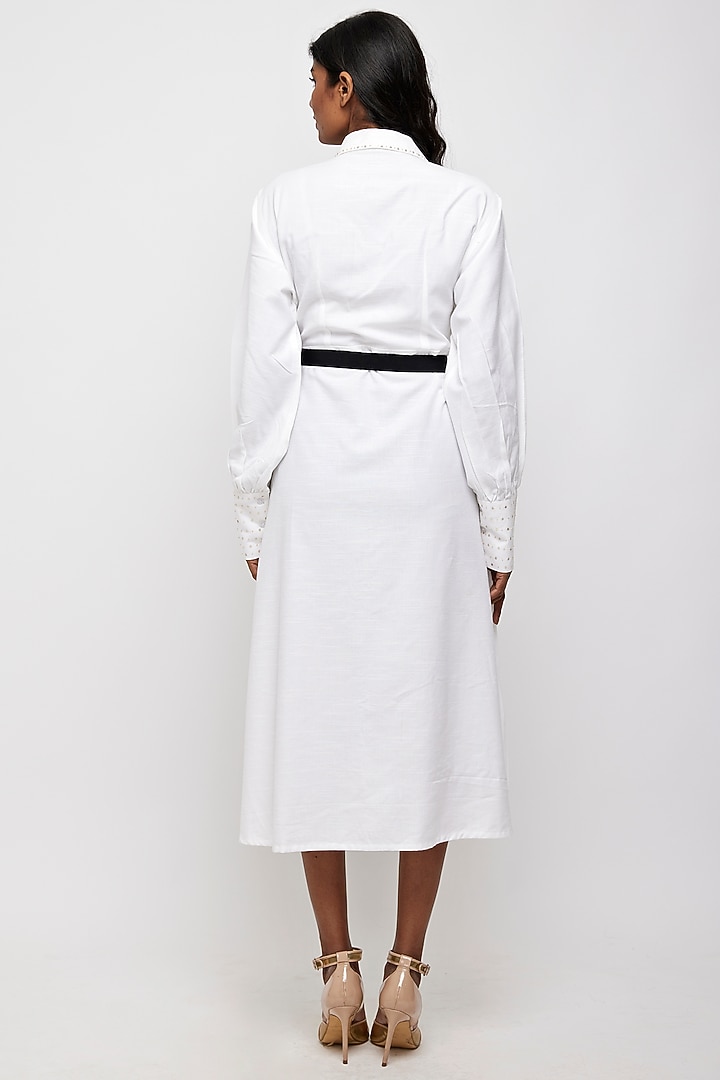 White Hand Embroidered Midi Summer Dress by Daisy Days at Pernia's Pop Up Shop