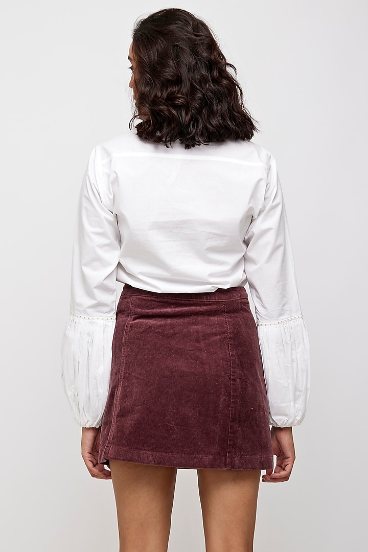 White Hand Embroidered Shirt With Patch Pockets by Daisy Days at Pernia's Pop Up Shop