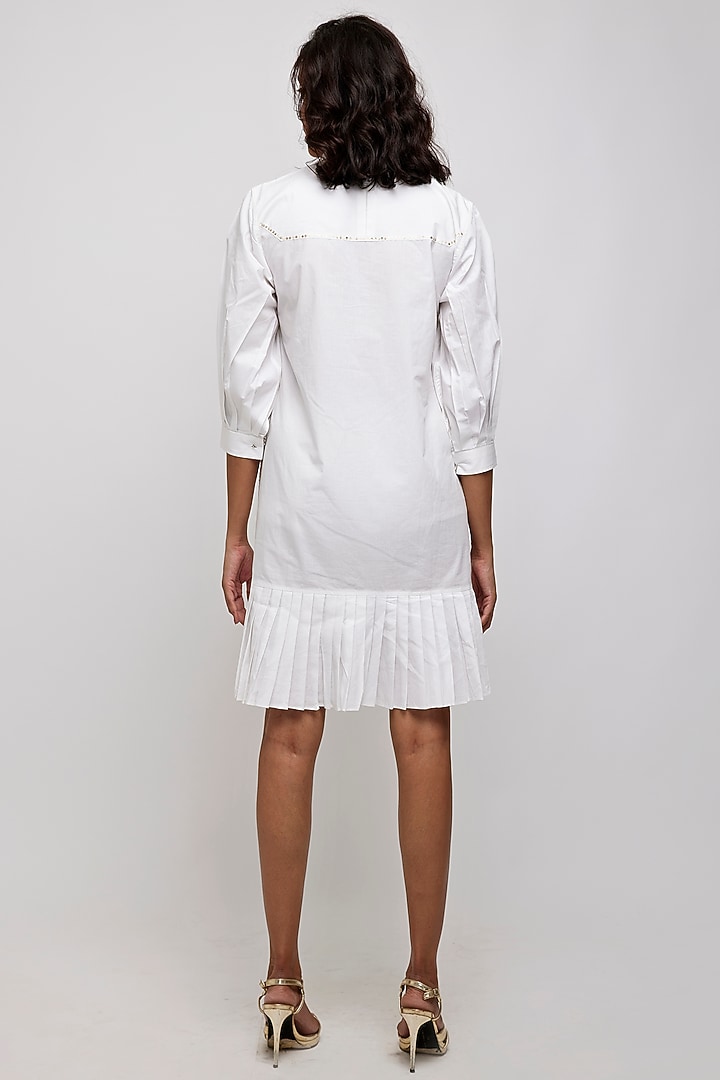 White Embellished Summer Shirt Dress by Daisy Days at Pernia's Pop Up Shop