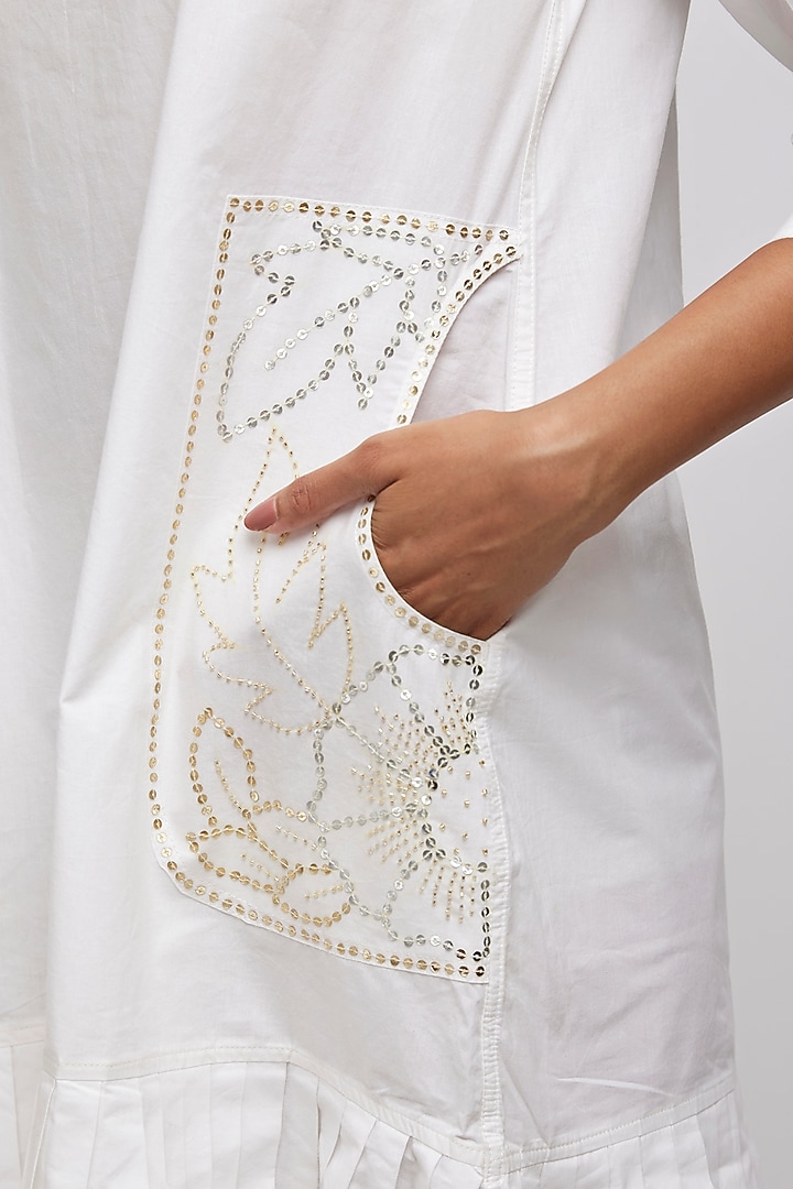 White Embellished Summer Shirt Dress by Daisy Days at Pernia's Pop Up Shop