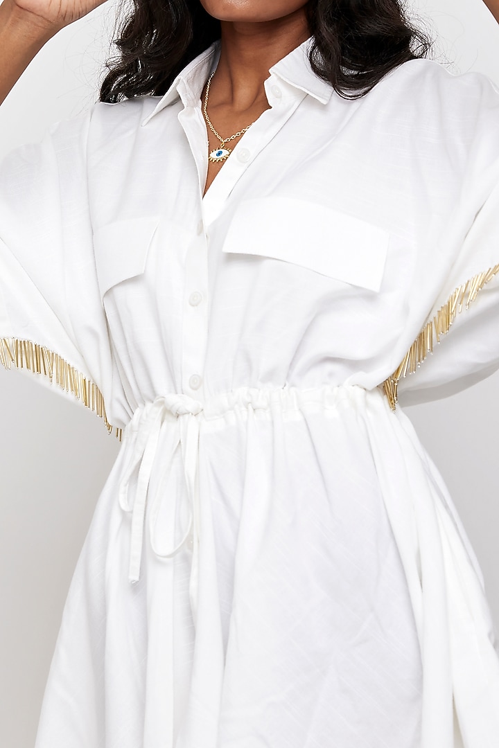 White Cotton Modal Summer Shirt Dress by Daisy Days at Pernia's Pop Up Shop