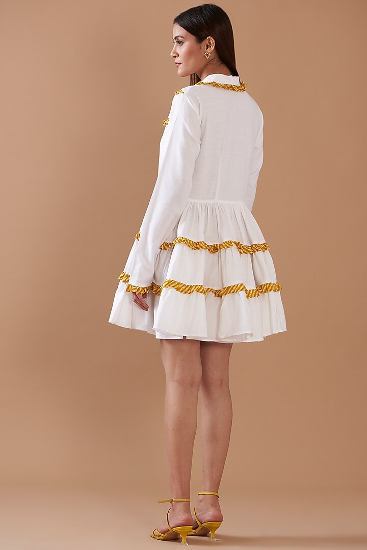White Cotton Viscose Mini Tiered Summer Dress by Daisy Days at Pernia's Pop Up Shop