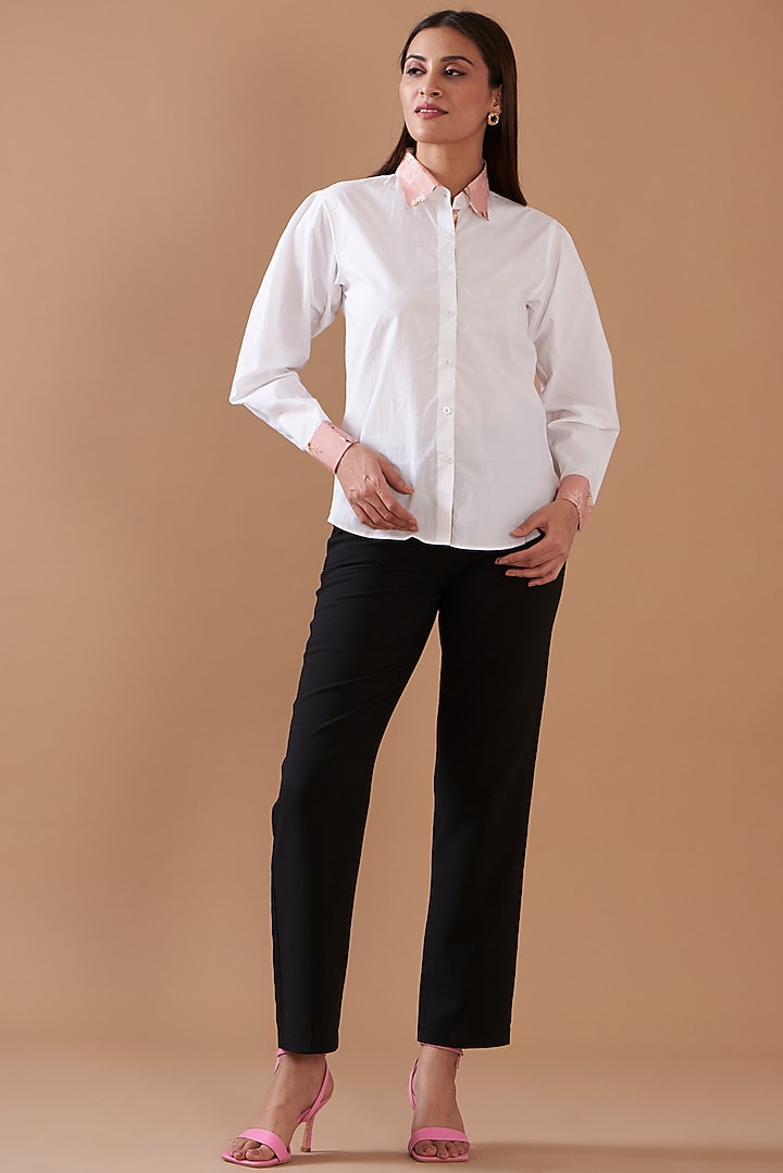 White Pure Cotton Shirt by Daisy Days