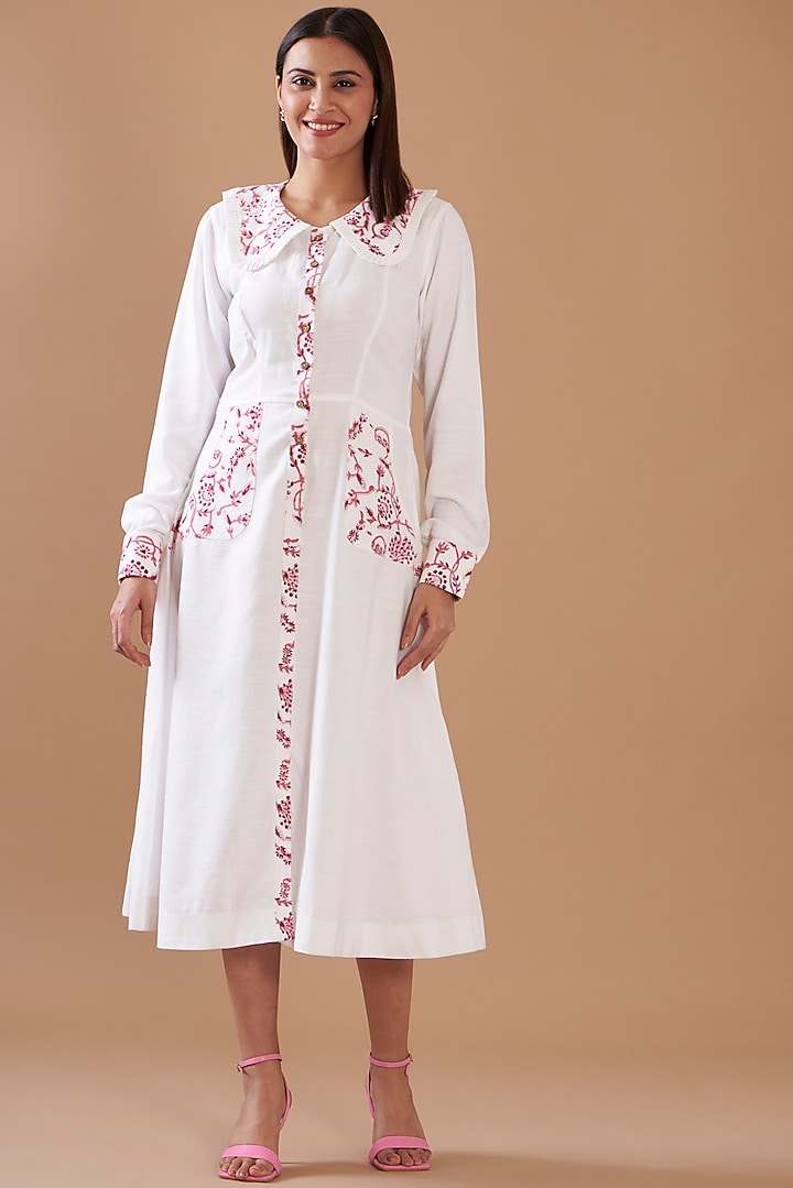 White Cotton Viscose Mini Dress  by Daisy Days