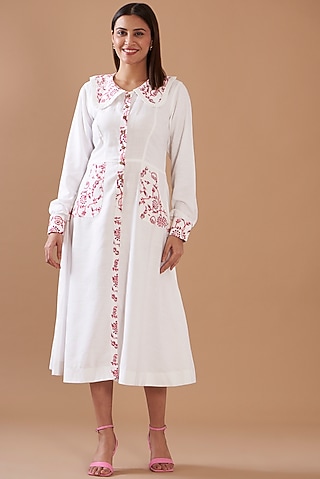 White Cotton Viscose Mini Dress  by Daisy Days