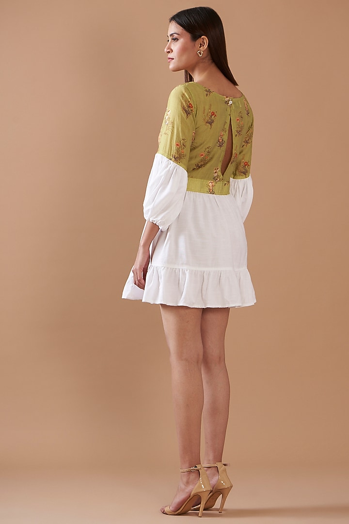 White Cotton Viscose Mini Tiered Summer Dress by Daisy Days at Pernia's Pop Up Shop
