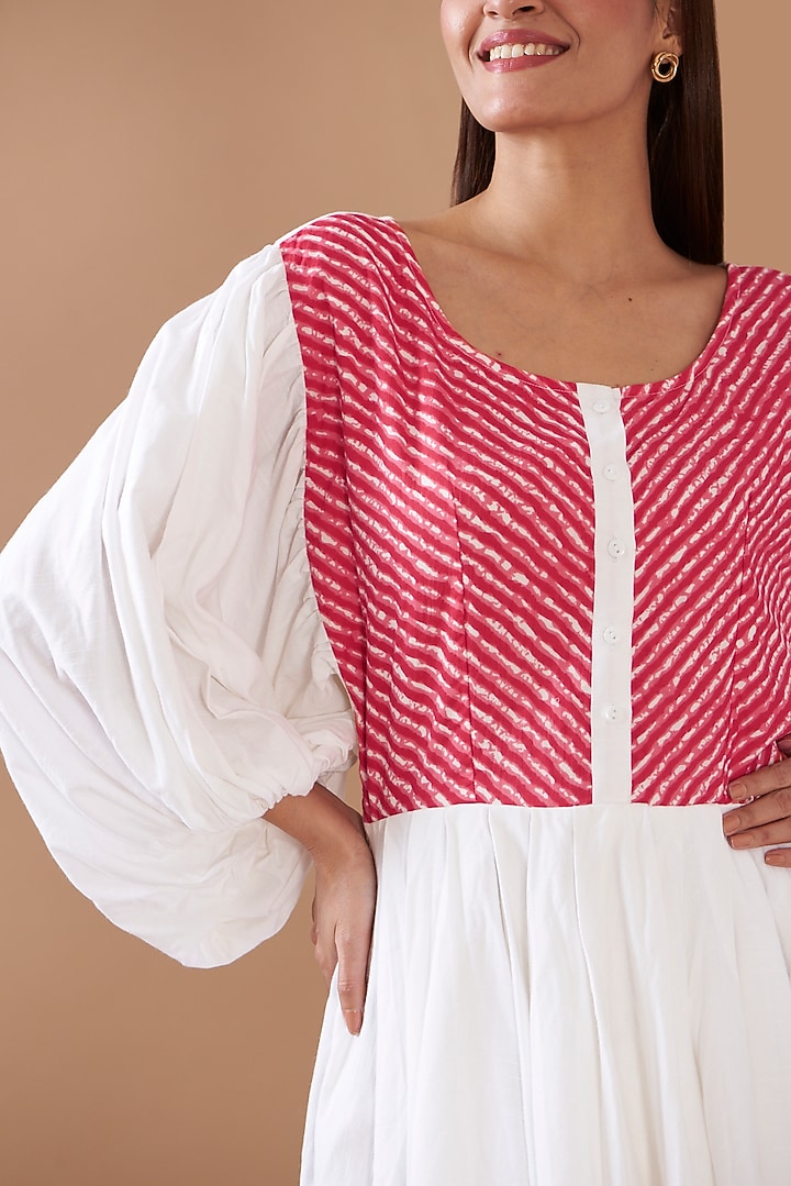 White Cotton Viscose Block Printed Mini Summer Dress by Daisy Days at Pernia's Pop Up Shop