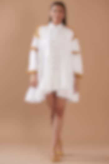 White Cotton Viscose Oversized Mini Dress by Daisy Days