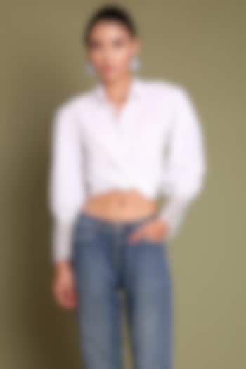 White Inverted Box Pleated Shirt by Daisy Days at Pernia's Pop Up Shop