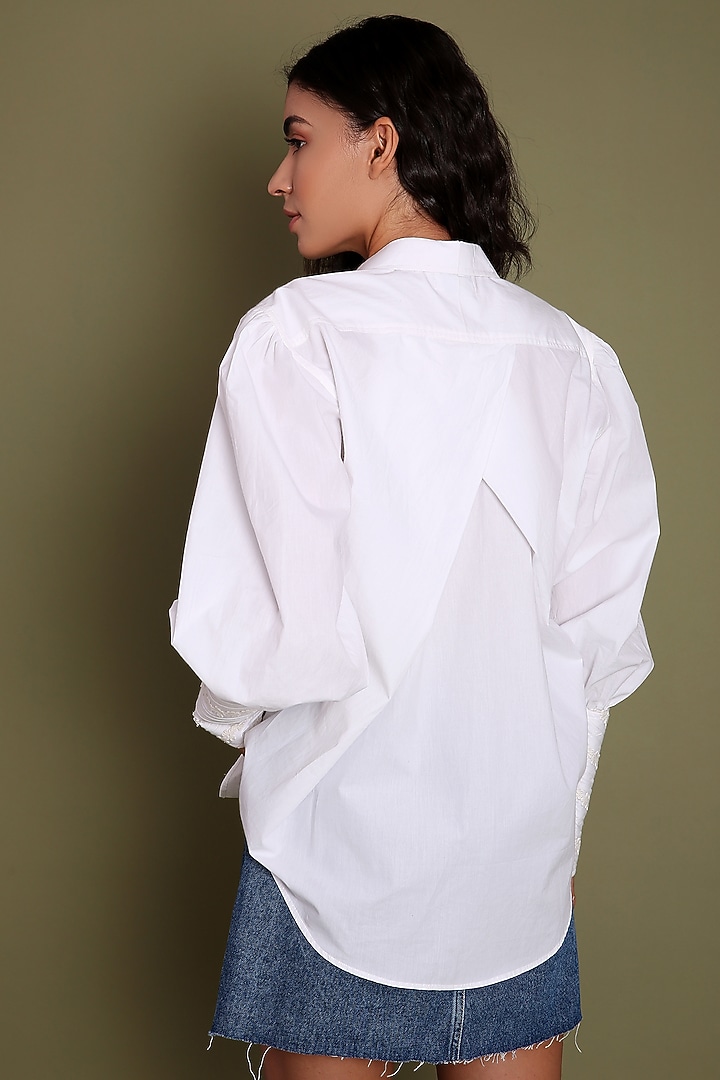 White Shirt With Floral Lace by Daisy Days at Pernia's Pop Up Shop
