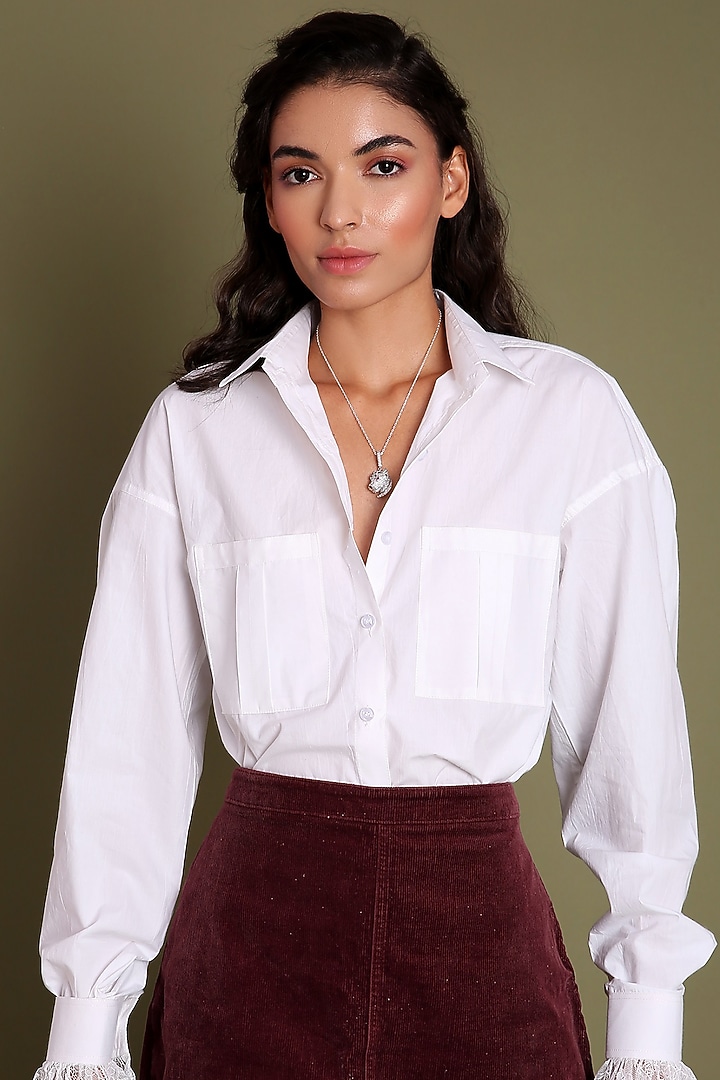 White Shirt With Lace by Daisy Days at Pernia's Pop Up Shop